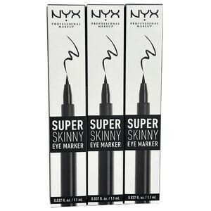 3x NYX Professional Makeup Super Skinny Eye Marker Liquid Eyeliner, Carbon Black
